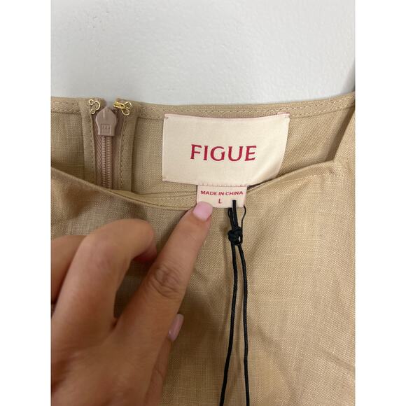 NWT Figue Isabelle Squared Neckline Linen Zip Top Travertine Sand Size: Large - Picture 6 of 8